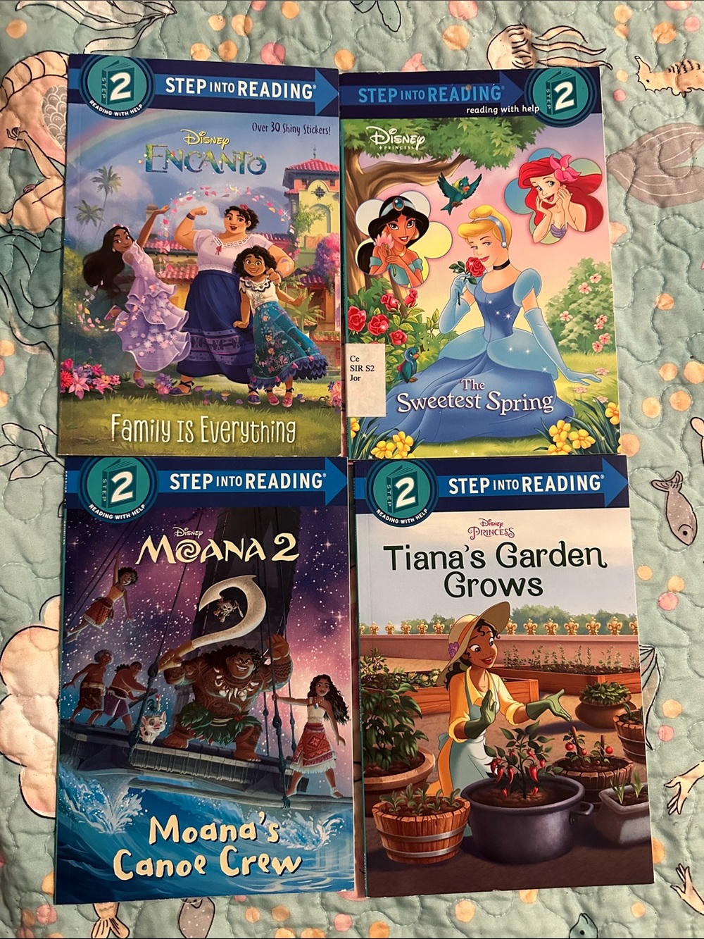 Disney Step into Reading Set with Blue and Green Covers - 4 Books